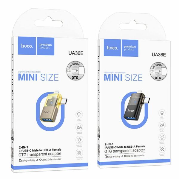 HOCO UA36E OTG Adapter 2in1 Lightning & Type C σε USB A - Χρυσό