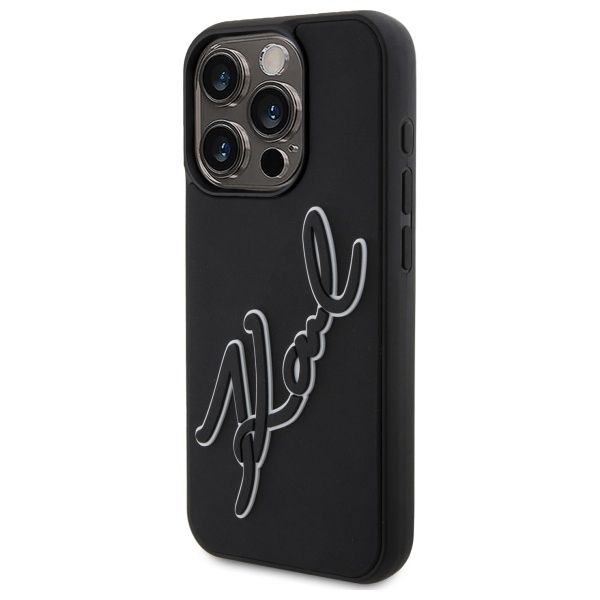 KARL LAGERFELD case for IPHONE 15 Pro Max KLHCP15X3DRKSDLK (3D Rubber Signature) black