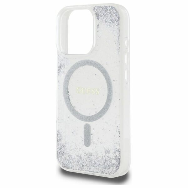 GUESS case for IPHONE 16 Pro compatible with MagSafe GUHMP16LRGRGES (Resin Gradient Glitter) silver