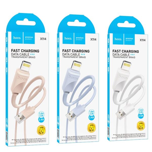 HOCO cable USB A to Lightning 2,4 A X114 1 m pink