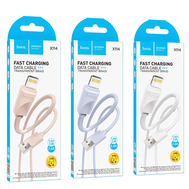 HOCO cable USB A to Lightning 2,4 A X114 1 m pink