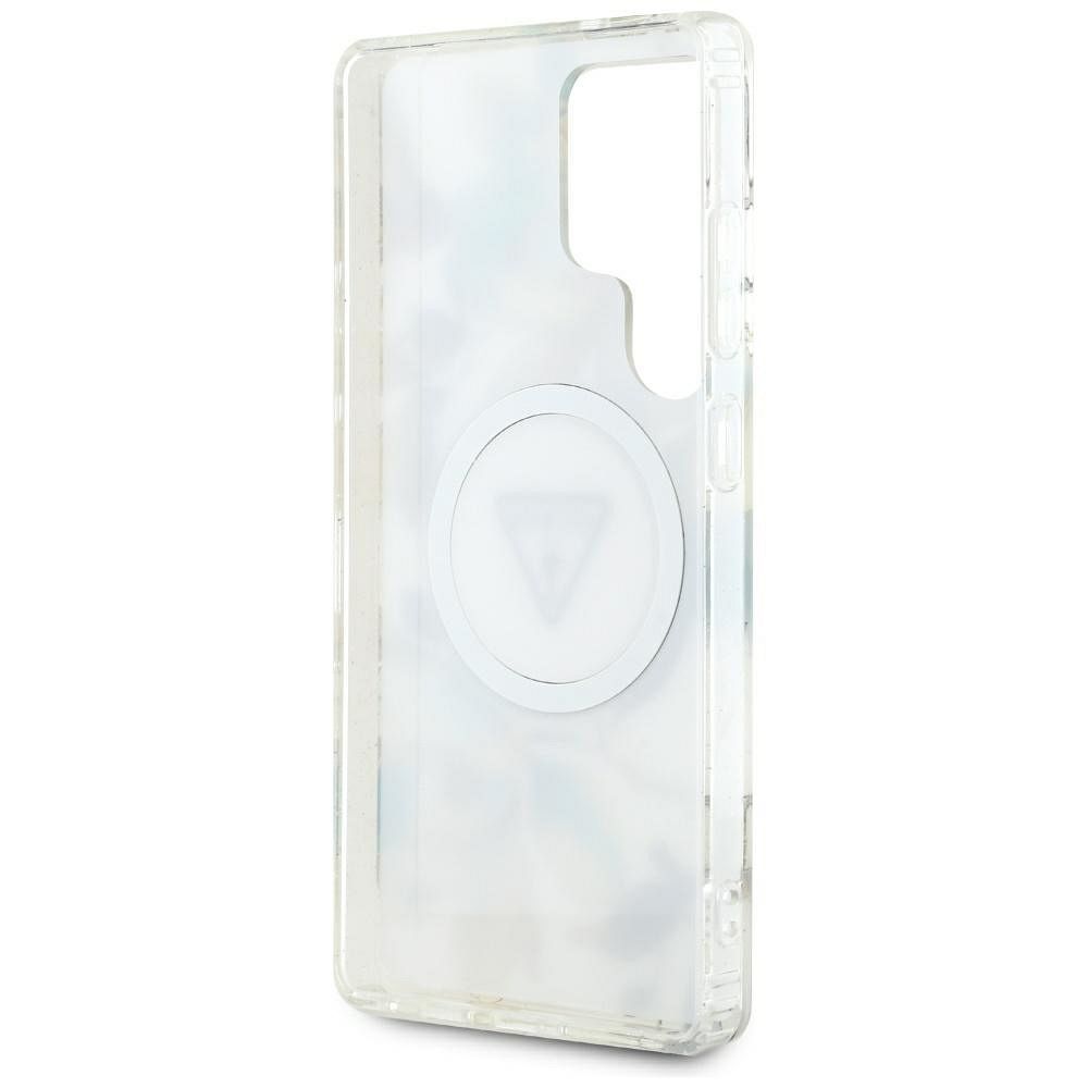 Θήκη Κινητού GUESS Samsung S25 Ultra Λευκή με Γκλίτερ & Λουλούδια