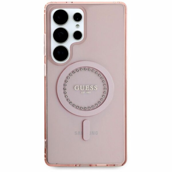Θήκη Κινητού GUESS για Samsung S25 Ultra Ροζ με Μαγνητικό Κούμπωμα & Στρας