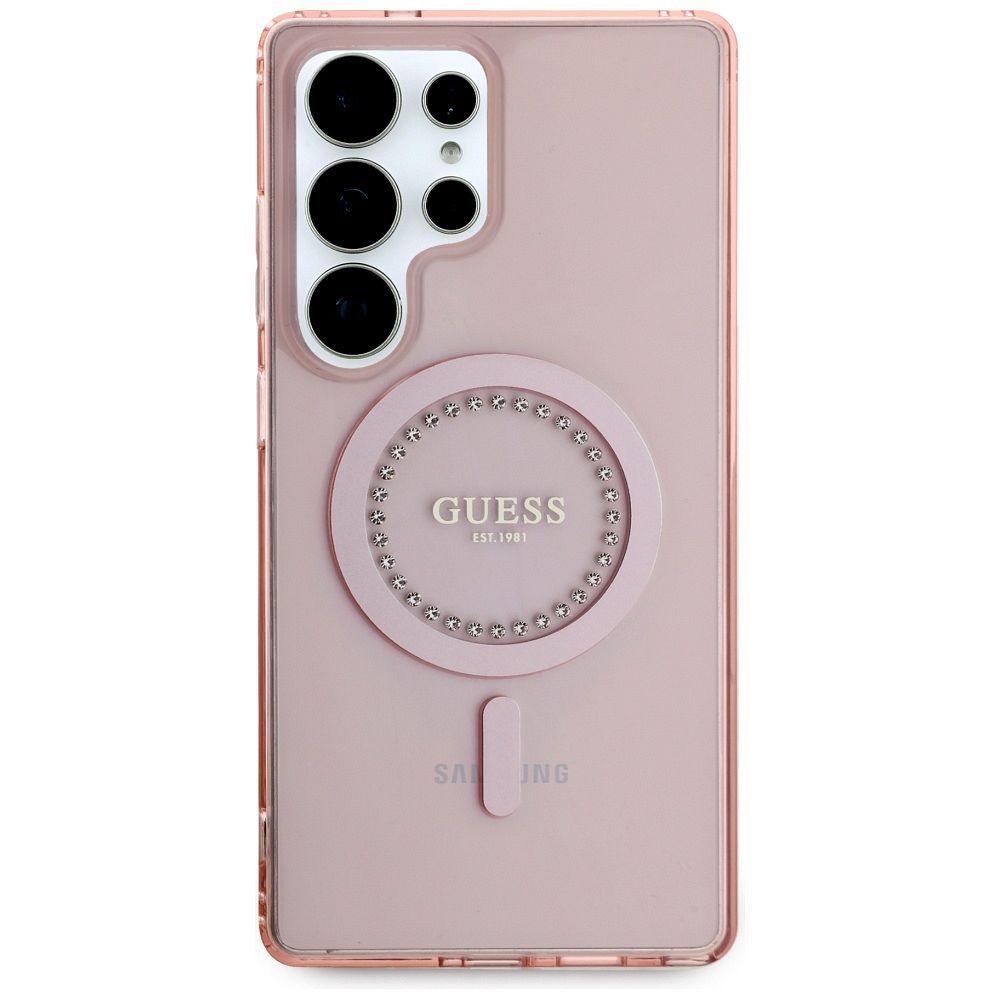 Θήκη Κινητού GUESS για Samsung S25 Ultra Ροζ με Μαγνητικό Κούμπωμα & Στρας