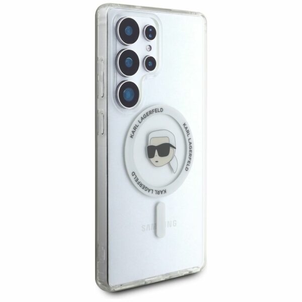 KARL LAGERFELD case for SAMSUNG S25 Ultra KLHMS25LHLSKIH (Magnetic IML Metal K. Heads) white