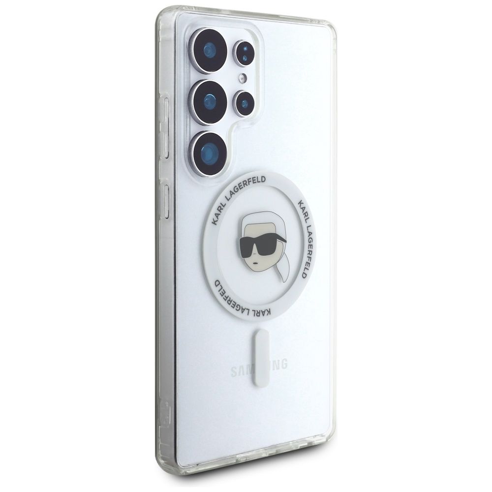 KARL LAGERFELD case for SAMSUNG S25 Ultra KLHMS25LHLSKIH (Magnetic IML Metal K. Heads) white