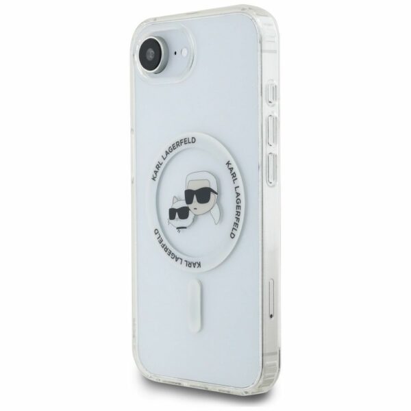 KARL LAGERFELD case for IPHONE 16e (SE 4 2025) compatible with MagSafe KLHMPSE4HLSKCH (IML Metal KC Heads) white