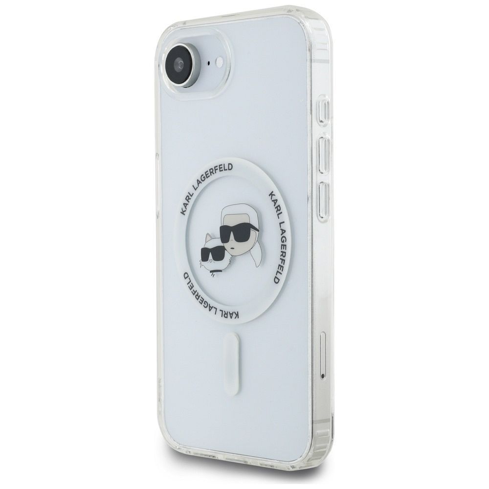 KARL LAGERFELD case for IPHONE 16e (SE 4 2025) compatible with MagSafe KLHMPSE4HLSKCH (IML Metal KC Heads) white