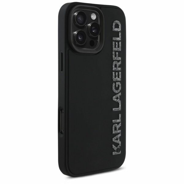 KARL LAGERFELD case for IPHONE 16 Pro KLHCP16LRBKGVCK (3D Rubber Elongated Glitter) black