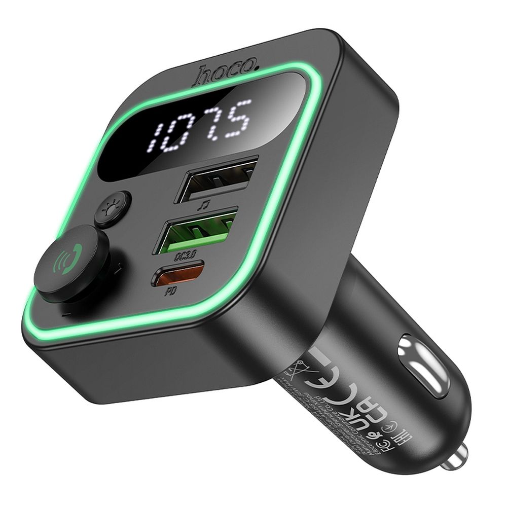HOCO car transmitter FM bluetooth 2 x USB A + Type C PD QC3.0 20W E85 black