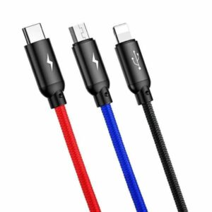 Καλώδιο Φόρτισης Baseus 3 σε 1 (Micro USB, Lightning, Type-C) 3.5A 1.2m Μαύρο