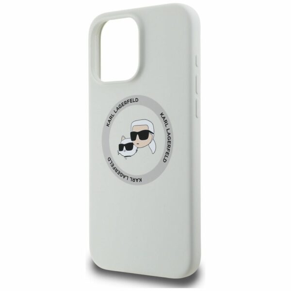 KARL LAGERFELD case for IPHONE 16 Pro compatible with MagSafe KLHMP16LSKCHTCE (Silicone KC Heads) beige