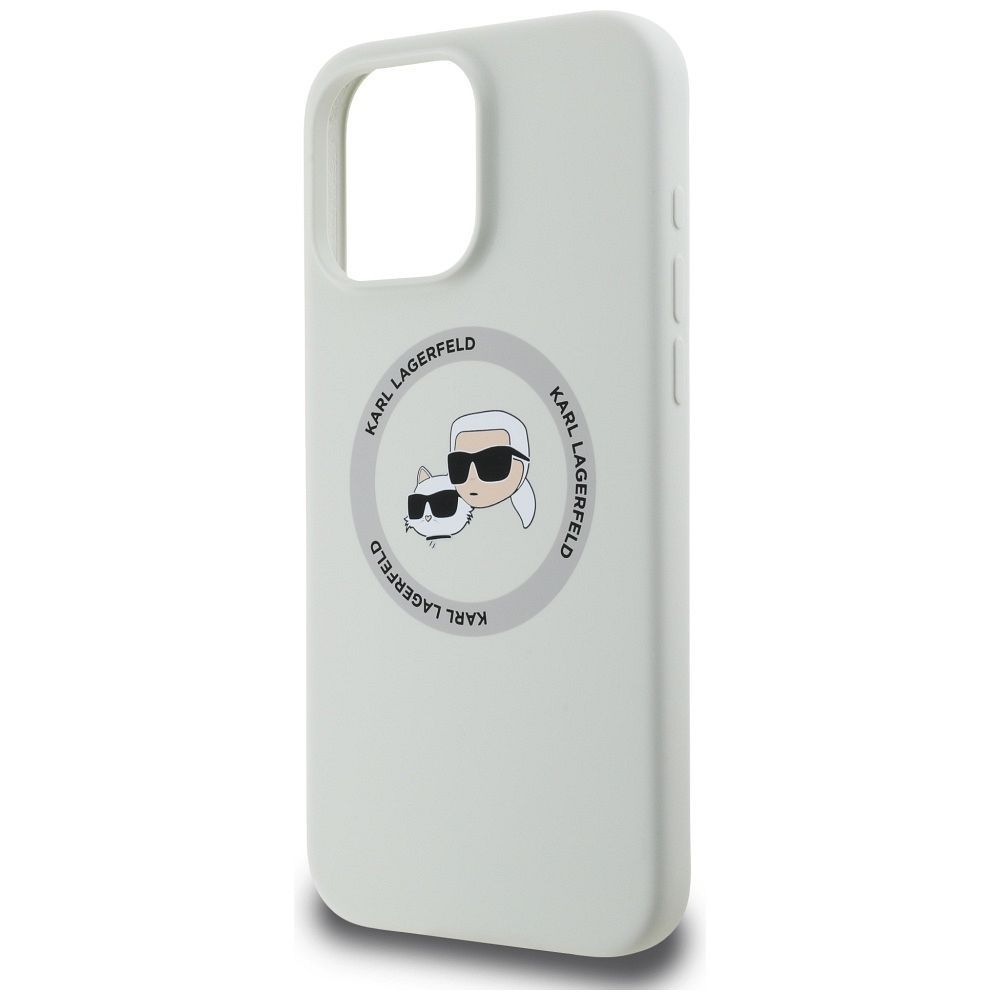 KARL LAGERFELD case for IPHONE 16 Pro compatible with MagSafe KLHMP16LSKCHTCE (Silicone KC Heads) beige