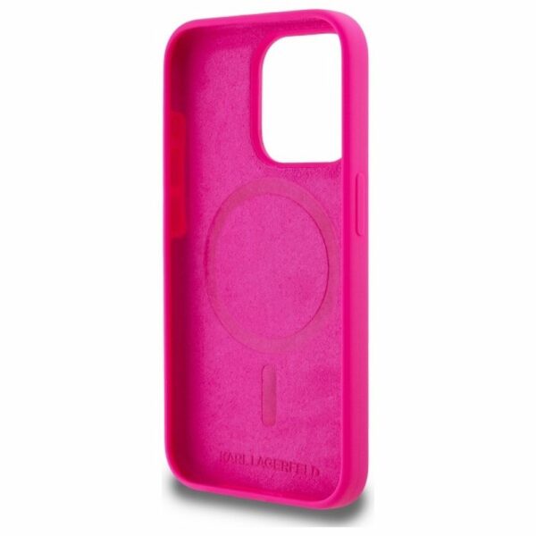 KARL LAGERFELD case for IPHONE 15 Pro Max compatible with MagSafe KLHMP15XSKHPPLF (SIL KL Head Print) fuschia