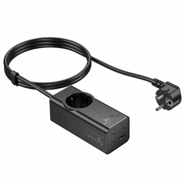 HOCO extension cord 1 socket + USB A + 3 x Type C PD QC3.0 3A 67W NS9 2 m black