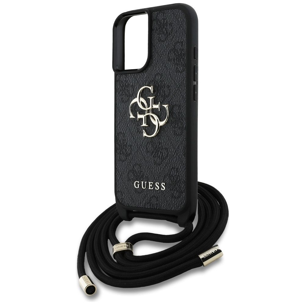 GUESS case for IPHONE 16 GUHCP16SP4GMGCRK (CBDY PU 4G Big Logo W/Cord Strap) black