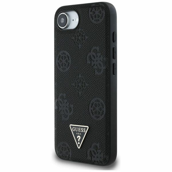 GUESS case for IPHONE 16e (SE 4 2025) compatible with MagSafe GUHMPSE4PGBTMK (Grained PU Hot Stamp Peony Triangle Logo) black