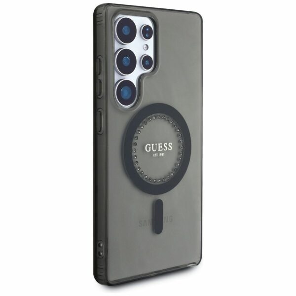 Θήκη Κινητού GUESS για Samsung S25 Ultra Μαύρη με Μαγνητικό Κούμπωμα & Στρας