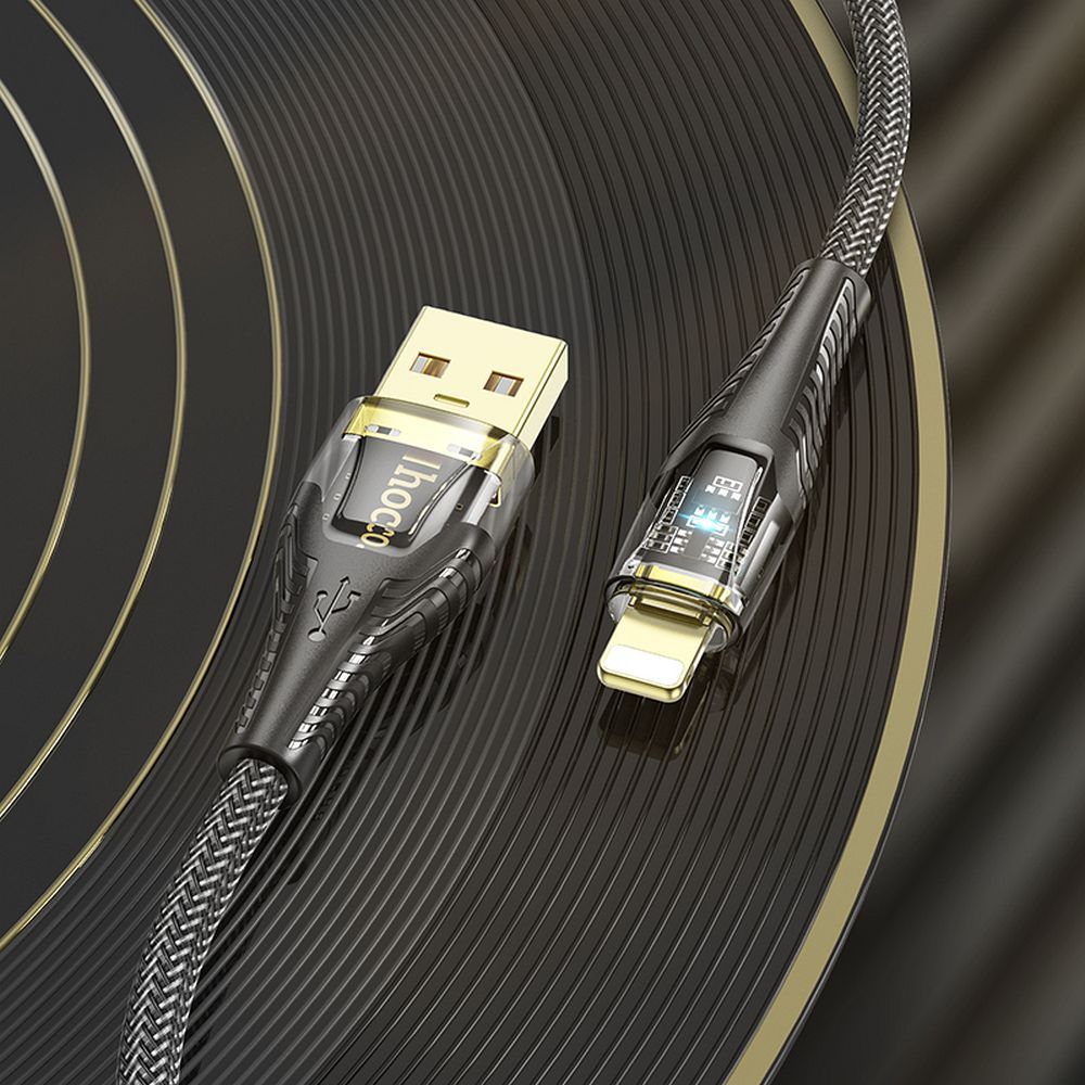 Cable USB A to Lightning Hoco 2,4A 1,2 m U121 black transparent