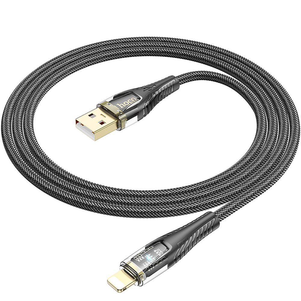 Cable USB A to Lightning Hoco 2,4A 1,2 m U121 black transparent