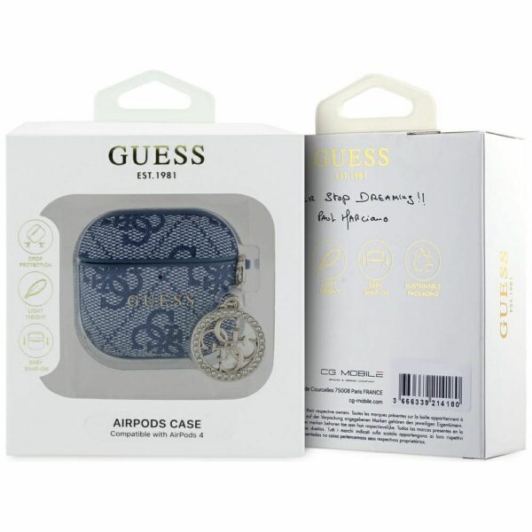 GUESS case for APPLE AirPods 4 GUA4P4E4CDB (PU 4G W/ Strass Charm) blue