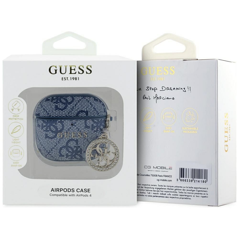 GUESS case for APPLE AirPods 4 GUA4P4E4CDB (PU 4G W/ Strass Charm) blue