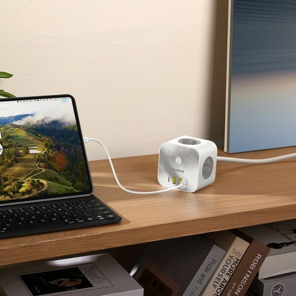 Baseus extension cord 3 sockets + 3 x USB A + Type C 20W 1,5 m white