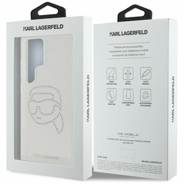 KARL LAGERFELD case for SAMSUNG S25 Ultra KLHCS25LHKHDCELT (IML Rhinestones K Head) transparent
