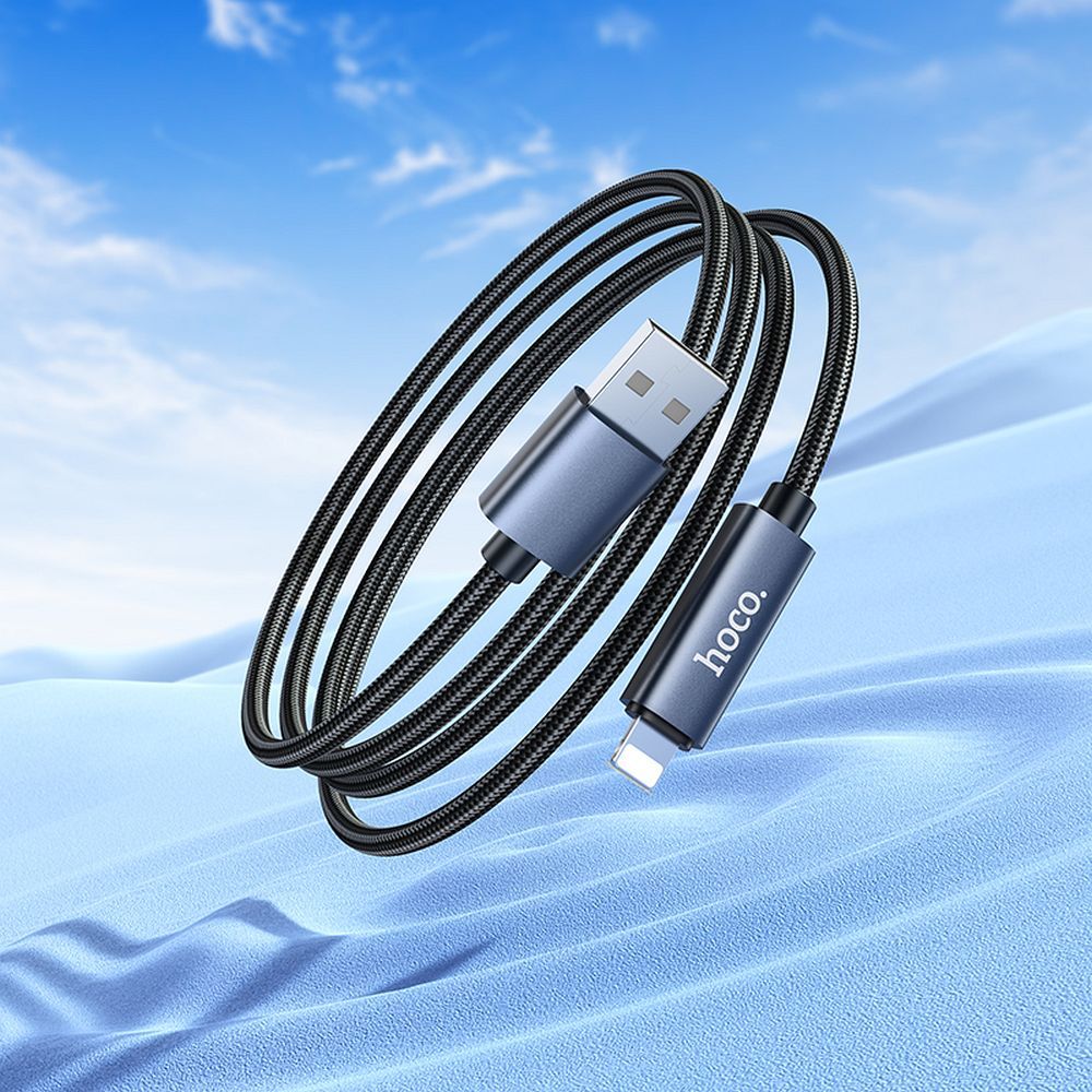 Cable USB A to Lightning Hoco 2,4A with display 1 m X112 black
