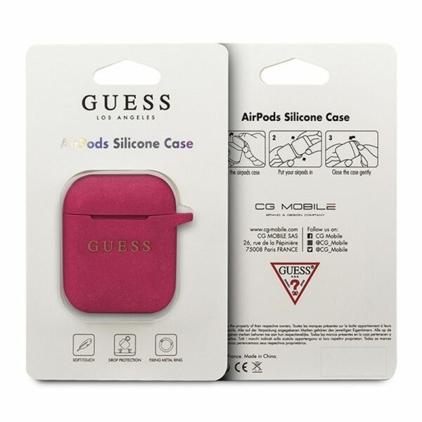 GUESS case for APPLE AirPods 1/2 GUACCSILGLFU (Silicone Glitter) fuchsia