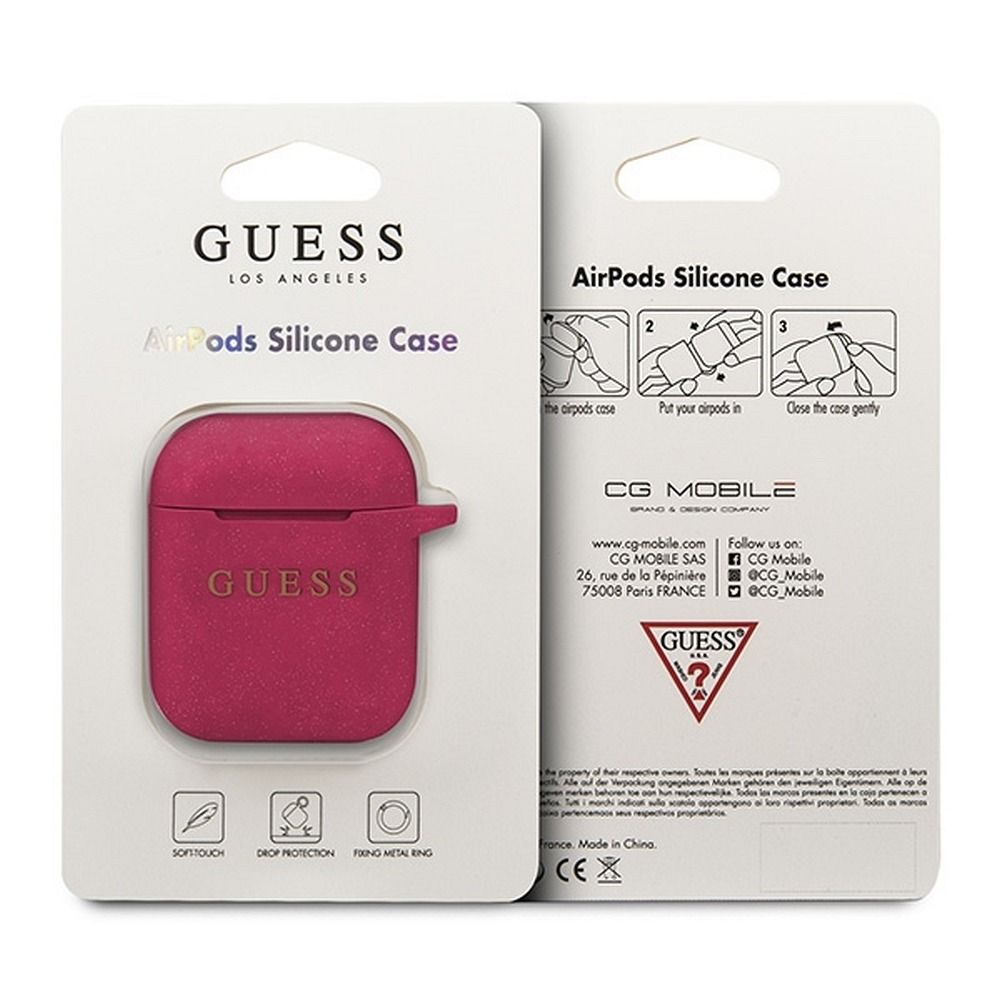 GUESS case for APPLE AirPods 1/2 GUACCSILGLFU (Silicone Glitter) fuchsia