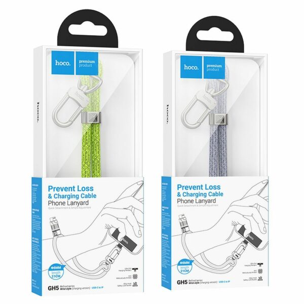 HOCO lanyard shape cable Type C to Lightning PD 20W GH5 0,22 m fluorescent green