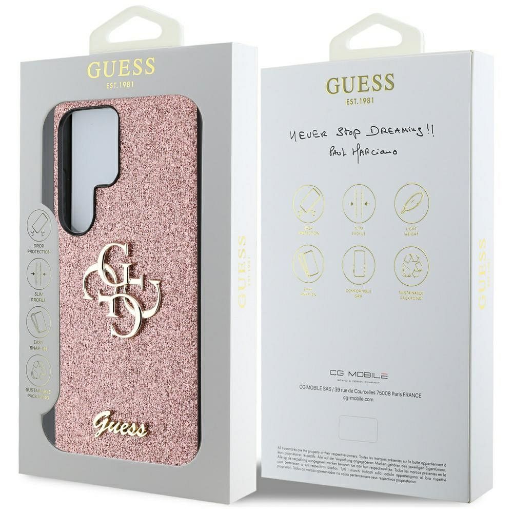 Θήκη Κινητού GUESS Glitter Big 4G Ροζ για Samsung S25 Ultra