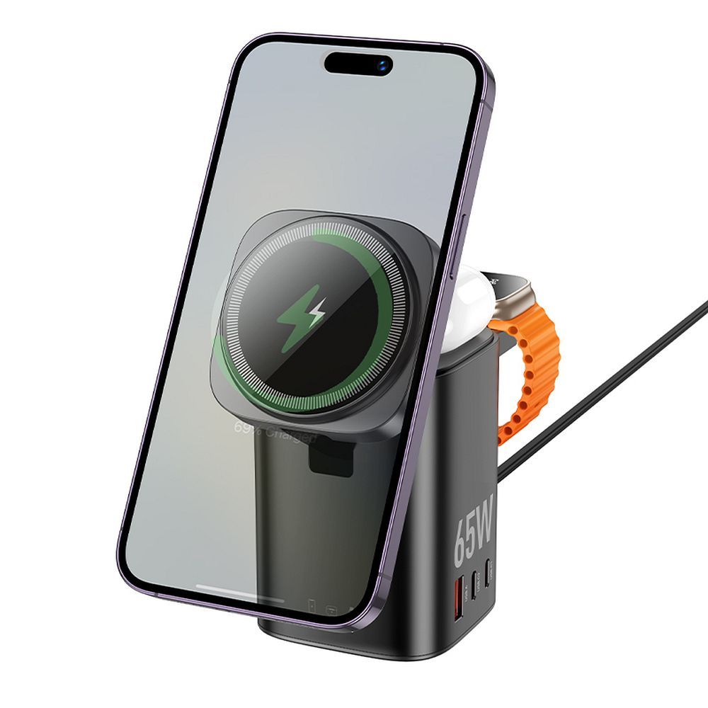 Ασύρματος Φορτιστής HOCO 6 σε 1 για Apple Watch & Συσκευές PD/QC 65W CQ20A Μαύρος