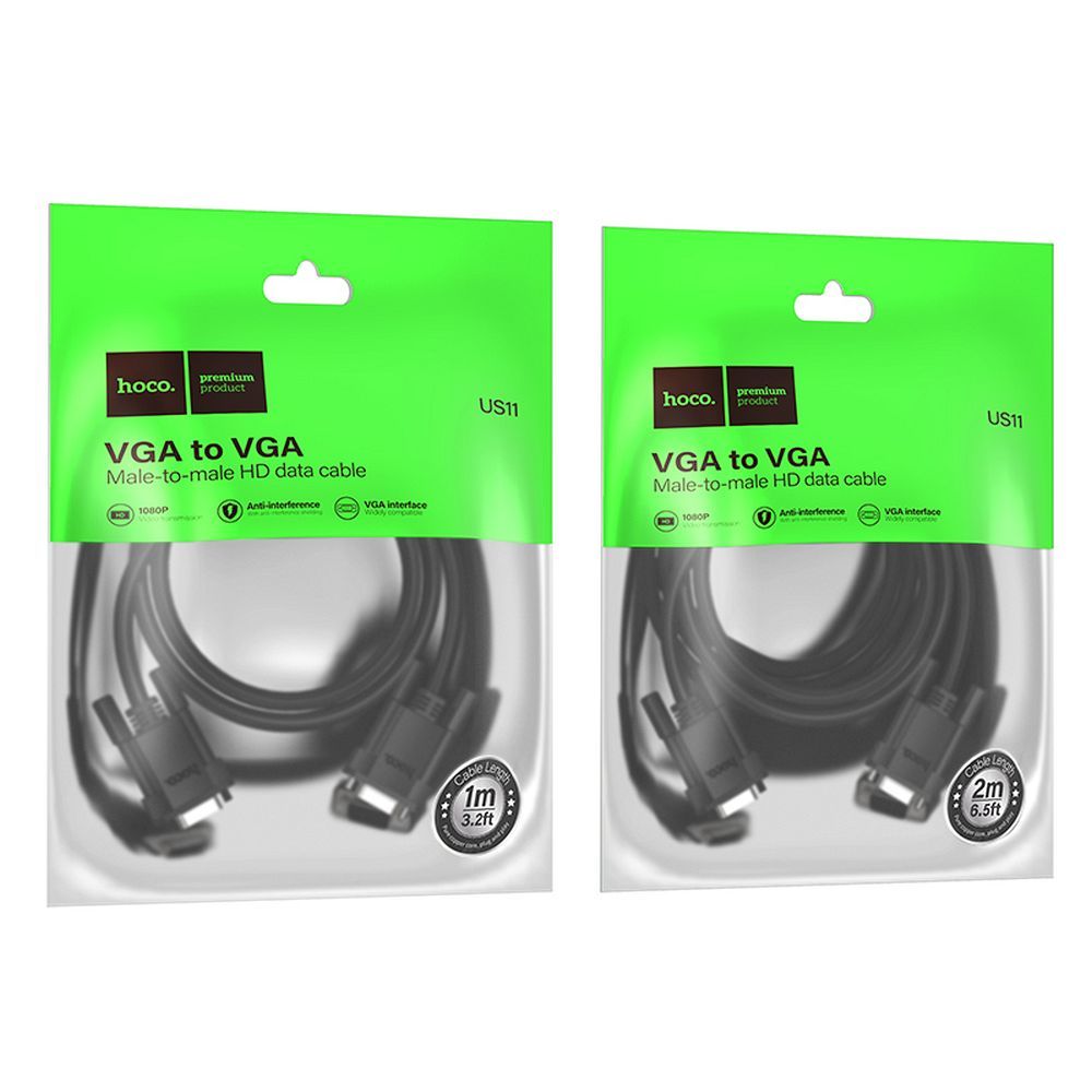 HOCO cable VGA (male) to VGA (male) HD 1080p US11 1 m black
