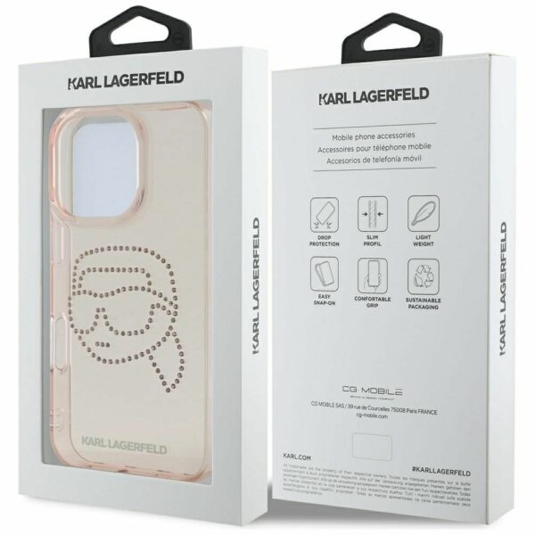 KARL LAGERFELD case for IPHONE 16 Pro Max KLHCP16XHKHDCELP (IML Rhinestones S K Head) pink