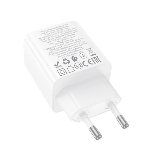 HOCO charger 2 x Type C + 2 x USB A PD QC3.0 3A 20W N56 white