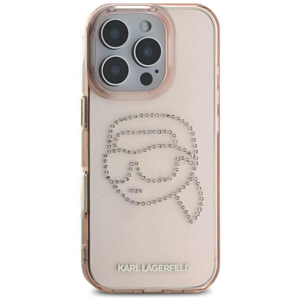 KARL LAGERFELD case for IPHONE 16 Pro Max KLHCP16XHKHDCELP (IML Rhinestones S K Head) pink