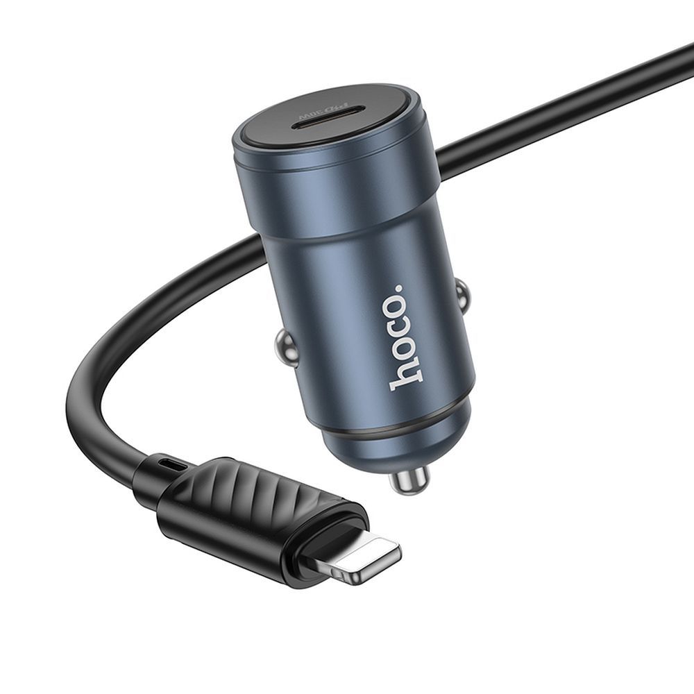 HOCO car charger Type C + cable Type C to Lightning PD QC 30W Z57 metal gray