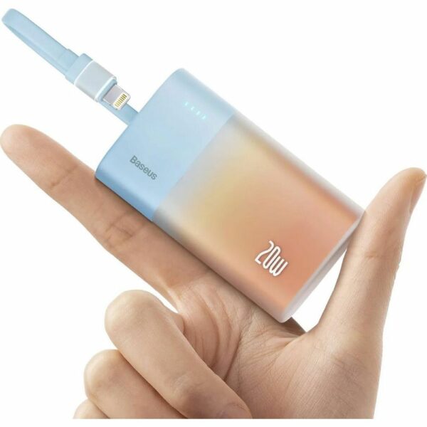 Powerbank Baseus 5200mAh με Καλώδιο Lightning & Type-C PD QC 20W - Μπλε/Πορτοκαλί