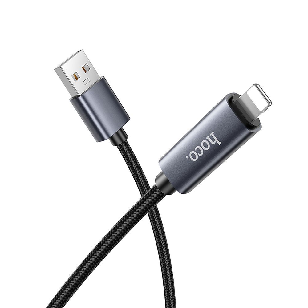 Cable USB A to Lightning Hoco 2,4A with display 1 m X112 black