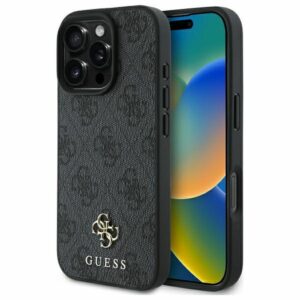 Θήκη GUESS iPhone 16 Pro MagSafe PU 4G Small & Classic Μαύρη GUHMP16LP4SM4MK