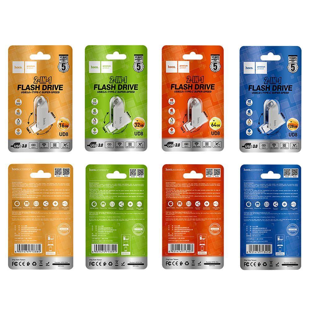 HOCO pendrive USB A + USB C UD8 32GB USB3.0 + USB C