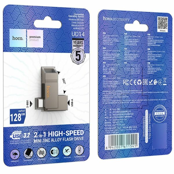 HOCO pendrive USB A + USB C + Type C UD14 128GB USB3.2