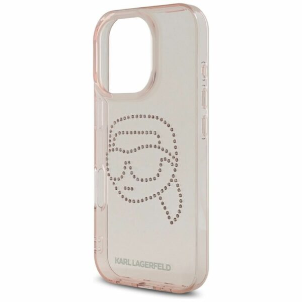 KARL LAGERFELD case for IPHONE 16 Pro Max KLHCP16XHKHDCELP (IML Rhinestones S K Head) pink