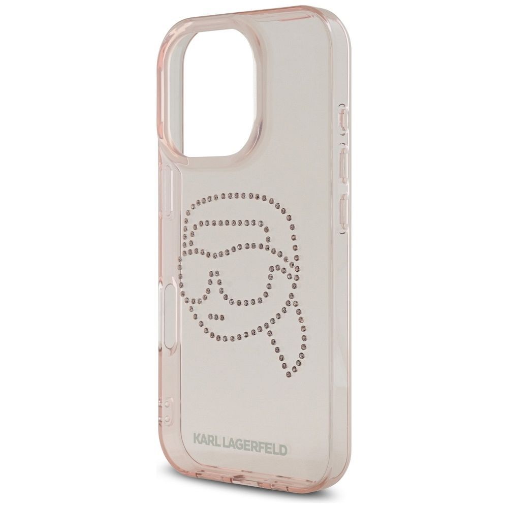 KARL LAGERFELD case for IPHONE 16 Pro Max KLHCP16XHKHDCELP (IML Rhinestones S K Head) pink