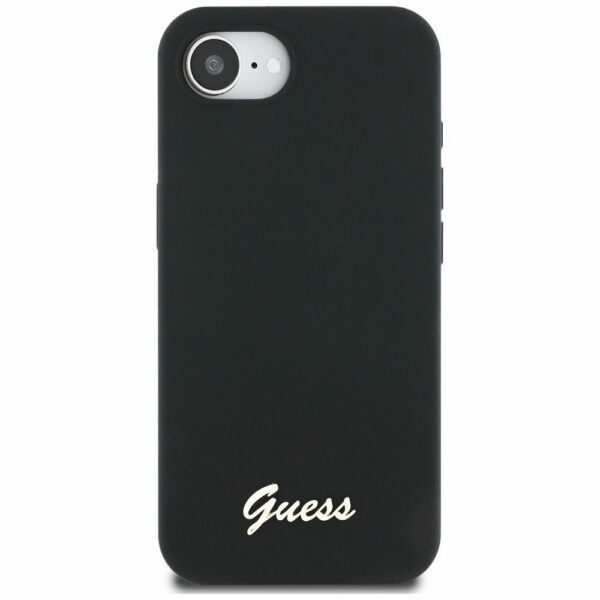 GUESS case for IPHONE 16e (SE 4 2025) compatible with MagSafe GUHMPSE4SMBSLK (Silicone Script Metal Logo) black