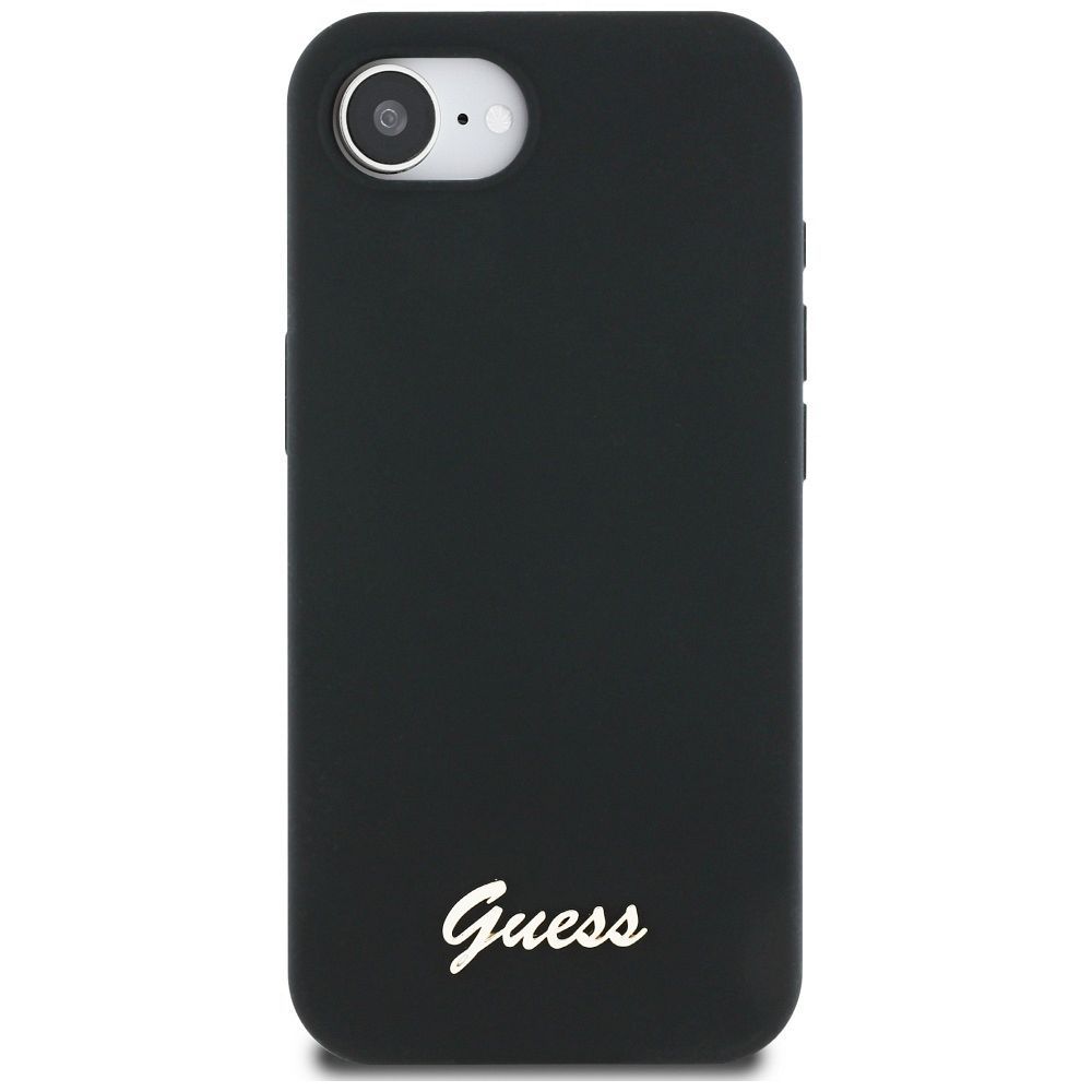 GUESS case for IPHONE 16e (SE 4 2025) compatible with MagSafe GUHMPSE4SMBSLK (Silicone Script Metal Logo) black