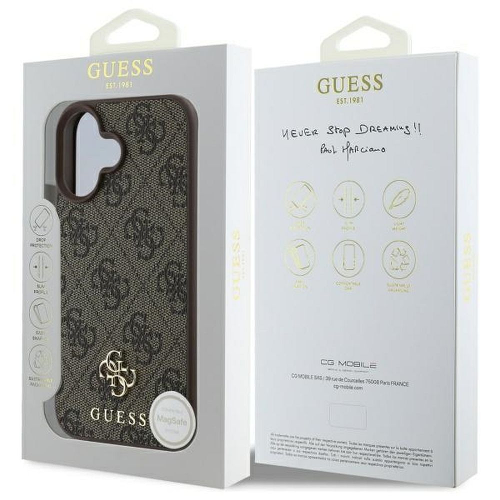 Θήκη GUESS iPhone 16 MagSafe PU 4G Καφέ (GUHMP16SP4SM4MW)