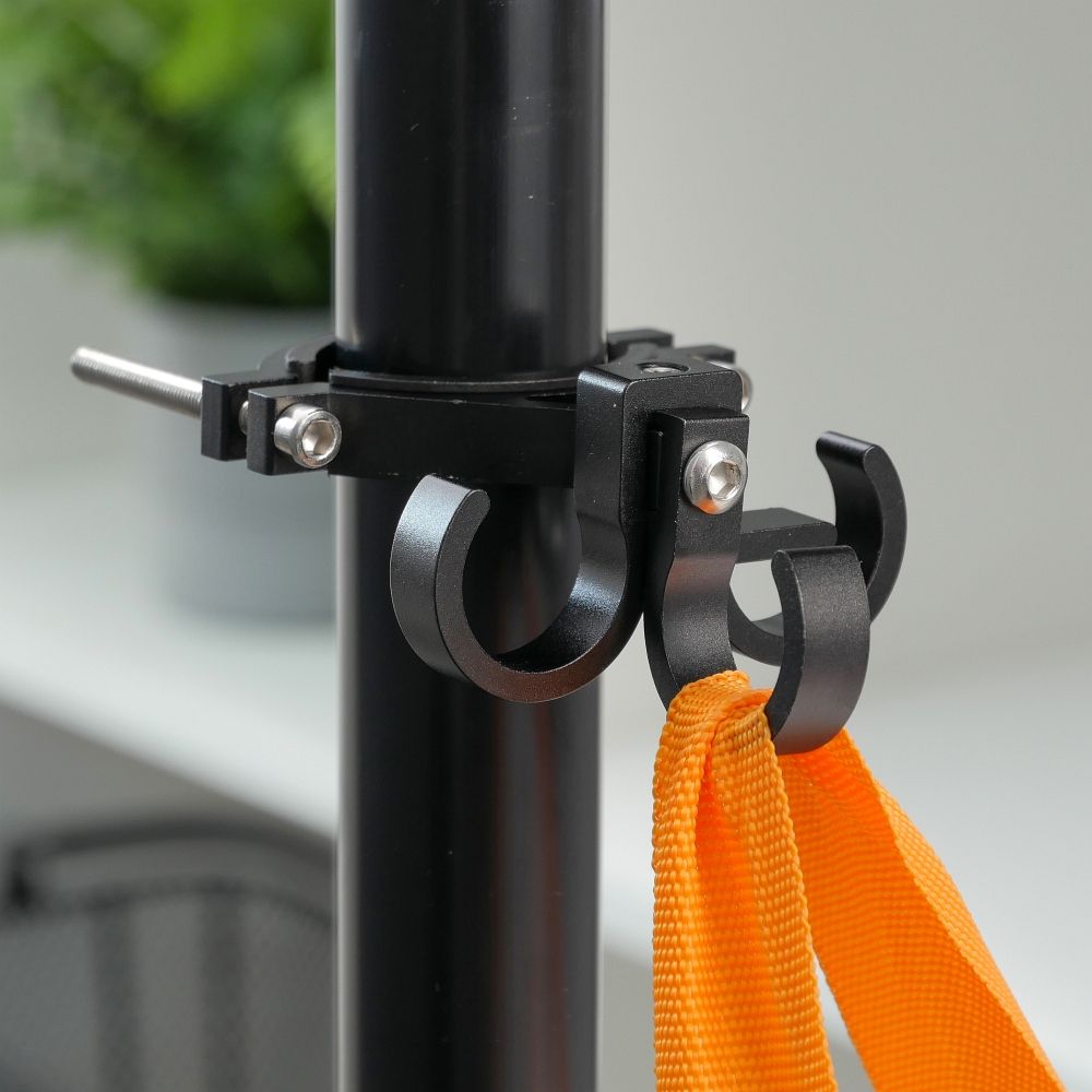 b2d4b80fc61d0f1d642839a36057d99a Hook for shopping with three loops for bike / scooter aluminum FS366-001 black